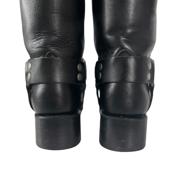 Frye Vintage Y2K Black Leather Square Toe Harness Boots Size 6.5 - Picture 8 of 13